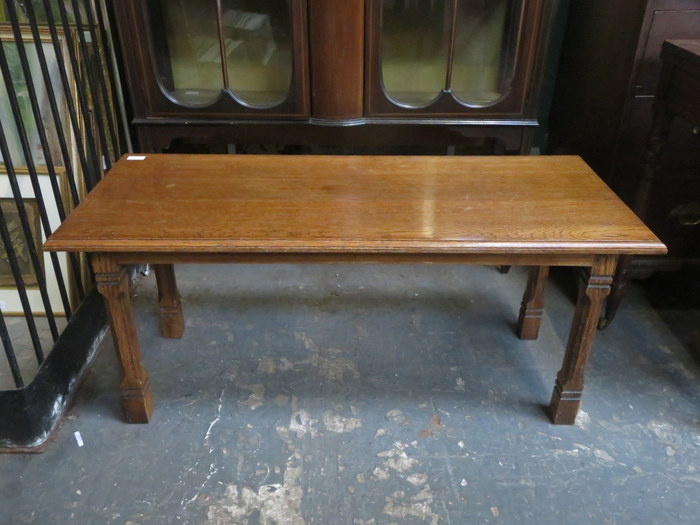 20th CENTURY GOTHIC STYLE OAK COFFEE TABLE