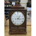GOOD QUALITY BRASS INLAID MAHOGANY CASED BRACKET CLOCK WITH CIRCULAR CONVEX ENAMELLED DIAL BY MONKS,