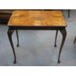 FIGURES WALNUT VENEERED VICTORIAN SIDE TABLE ON CLAW SUPPORTS
