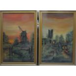 OCTAVIA THOMSON, PAIR OF FRAMED OIL ON BOARDS DEPICTING COUNTRYSIDE SCENES, DATED 1975,