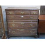 18th/19th CENTURY OAK THREE OVER THREE CHEST OF DRAWERS WITH BRUSH AND SLIDE