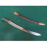 18th CENTURY POLICE HANGER WITH BRASS AND LEATHER SCABBARD