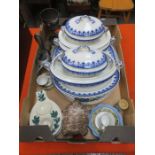 PARCEL OF SUNDRIES INCLUDING PLATED GOBLET, BLUE AND WHITE CHINA AND CERAMICS, ETC.