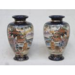 PAIR OF JAPANESE HANDPAINTED AND GILDED CERAMIC VASES,