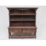 APPRENTICE MODEL OF AN OAK WELSH STYLE KITCHEN DRESSER WITH POT BOARD AND PLATE RACK,