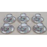SET OF SIX AYNSLEY INDIAN TREE PATTERN COFFEE CUPS AND SAUCERS