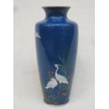 19th CENTURY JAPANESE CLOISONNE VASE DECORATED WITH CRANES (AT FAULT),