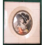 FRENCH STYLE OVAL PORTRAIT WITHIN IVORY FRAME