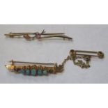 TWO GOLD LADIES BAR BROOCHES