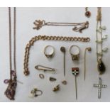 VARIOUS GOLD AND GOLD COLOURED JEWELLERY