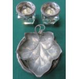 PAIR OF 925 SILVER AND GLASS CANDLE STANDS,