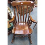 20th CENTURY MAHOGANY FARMHOUSE ROCKING CHAIR