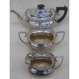 HALLMARKED SILVER THREE PIECE TEA SET, CHESTER ASSAY,