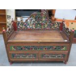 CARVED PIERCEWORK DECORATED WINDOW SEAT