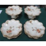 LIMOGES FLORAL AND GILDED TWELVE PIECE DESSERT SERVICE