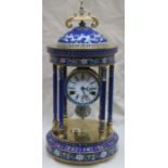 JAPANESE CLOISONNE LARGE CIRCULAR MANTLE CLOCK WITH ENAMELLED DIAL,