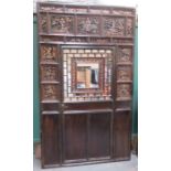 HIGHLY DECORATIVE ORIENTAL CARVED PIERCEWORK DECORATED INTERIOR DOOR WITH FRAME