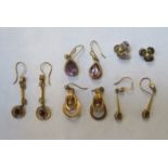 FIVE PAIRS OF VARIOUS GOLD EARRINGS