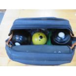 VINTAGE BOWLING BOWLS IN BAG