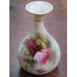 ROYAL WORCESTER HANDPAINTED AND GILDED CERAMIC VASE WITH FLORAL DECORATION, SIGNED BY KITTY BLAKE,