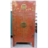 LARGE LACQUERED TWO SECTIONAL STORAGE CABINET,