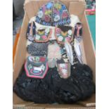 VINTAGE BEADED SHAWLS, BEADED HATS, BAGS AND SLIPPERS, ETC,
