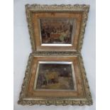 PAIR OF GILT FRAMED 19th CENTURY CONVEX CRYSTOLEUMS,