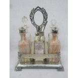 VINTAGE SILVER PLATED AND GLASS CRUET SET,