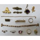 VARIOUS GOLD AND GOLD COLOURED JEWELLERY
