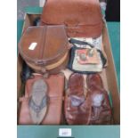 BOX CONTAINING VINTAGE BAGS, LEATHER SLIPPERS,