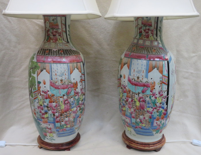 PAIR OF 19th CENTURY CHINESE VASES (CONVERTED TO LAMPS),