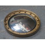 GILDED CIRCULAR CONVEX WALL MIRROR,