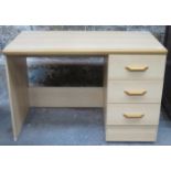 20th CENTURY PINE EFFECT THREE DRAWER OFFICE DESK