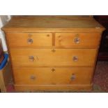 VICTORIAN STRIPPED TWO OVER TWO CHEST OF DRAWERS