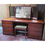 20th CENTURY SIX DRAWER DRESSING TABLE AND STOOL BY WILLIAM LAWRENCE