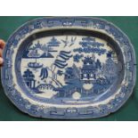 BLUE AND WHITE WILLOW PATTERN ASHETTE