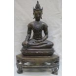 BRONZE METAL SEATED FIGURE OF AN INDIAN GODDESS,