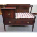 20th CENTURY MAHOGANY TELEPHONE TABLE WITH SINGLE DRAWER AND CUPBOARD DOOR