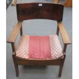 ART DECO LOW SEATED OAK ARMCHAIR