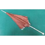 VICTORIAN CARVED IVORY STEMMED SILK PARASOL