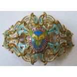 DECORATIVE GILT METAL AND ENAMELLED BELT BUCKLE