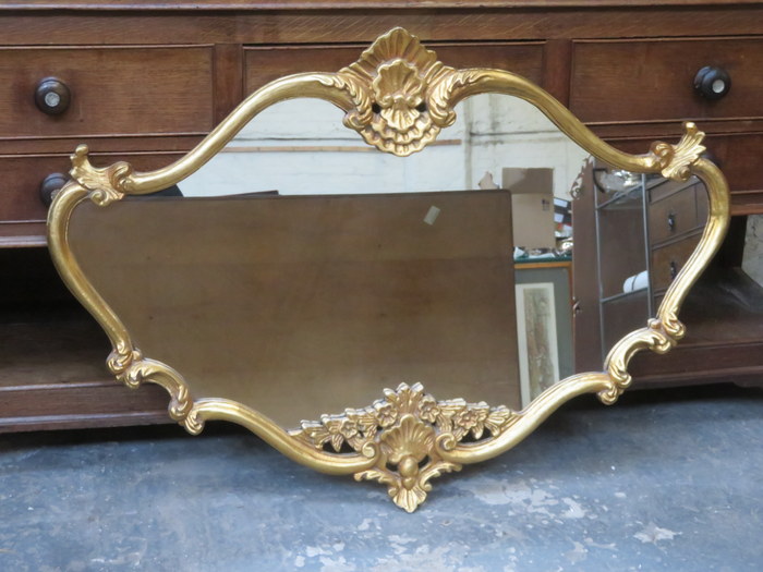 LARGE VICTORIAN STYLE ORNATELY GILDED WALL MIRROR,