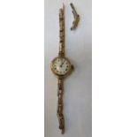 VICTORIAN 9ct GOLD WRISTWATCH WITH EXPANDING STRAP A/F