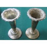 PAIR OF HALLMARKED SILVER STEMMED VASES,