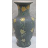 FLORAL DECORATED GLAZED POTTERY VASE,