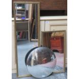 TWO GILDED WALL MIRRORS PLUS CONVEX MIRROR