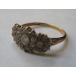 GOLD LADIES DRESS RING SET WITH FLORAL CLUSTER OF DIAMONDS