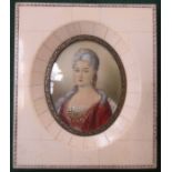 FRENCH STYLE OVAL PORTRAIT WITHIN IVORY FRAME
