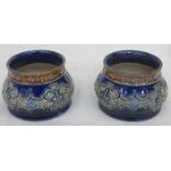 PAIR OF ROYAL DOULTON GLAZED STONEWARE SHALLOW VASES, PATTERN NUMBER 4114,