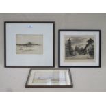 D STUART, FRAMED AND GLAZED ETCHING- THE FORT ST MALO, APPROXIMATELY 16cm x 22cm ,